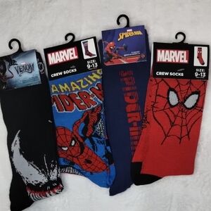 Marvel Spider-Man and Venom Crew Socks - Black, Blue, Red